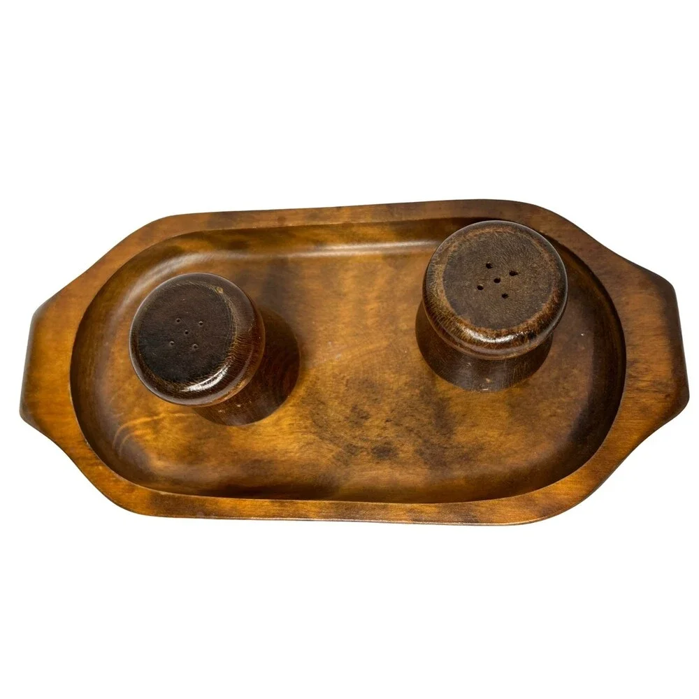 Vintage MCM wood salt and pepper shakers